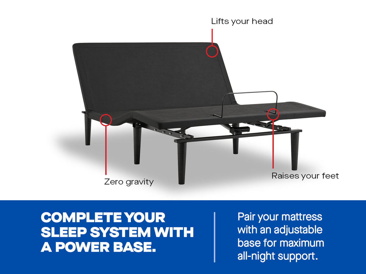 High Point II Soft can pair with an adjustable power base for head and foot elevation and zero-gravity positioning; base sold separately