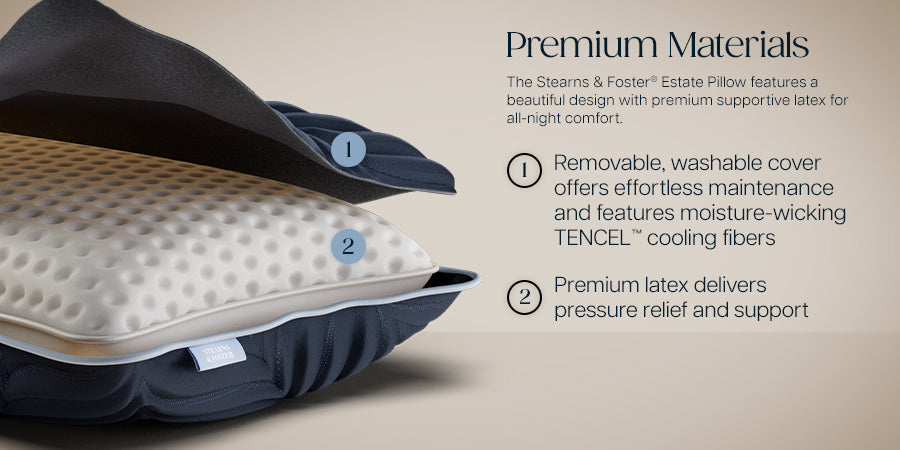 Stearns & Foster Estate Latex Pillow with Cooling TENCEL Cover