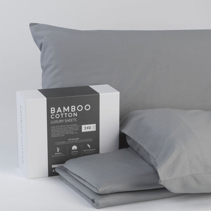 Bamboo Cotton Luxury Bed Sheets - Grey
