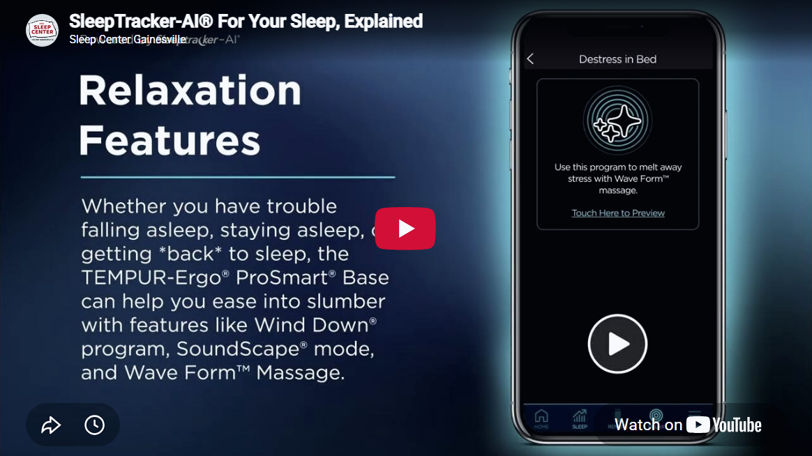 Load video: Your TEMPUR® Sleeptracker-AI® Smart Bed and companion application are powered by Sleeptracker-AI® technology to accurately and continuously monitor your heart rate, respiration rate and snoring throughout the night.