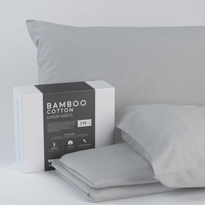 Bamboo Cotton Luxury Bed Sheets - Light Grey