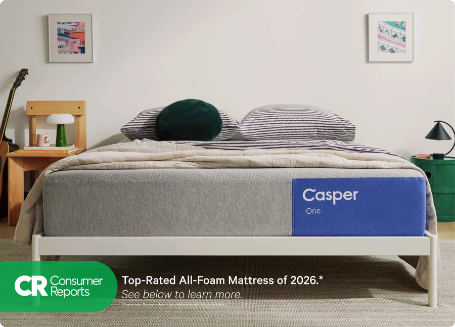 Casper mattress in a room setting with CR Consumer Reports logo.